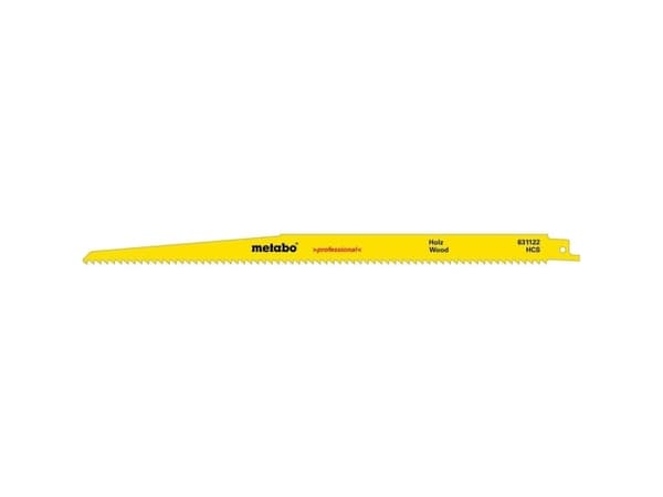 Metabo 631122000, Sticksågsblad, Spånskiva, Plast, Plywood, Trä, Stål med hög kolhalt (HCS), Vit, Gul, 4 mm, 1,25 mm