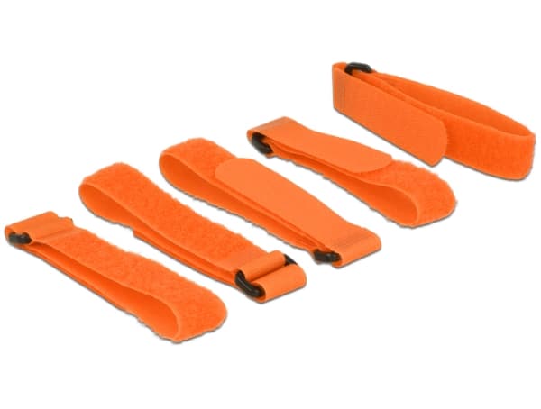 Delock - Kardborrefäste - 30 cm - orange (paket om 5)