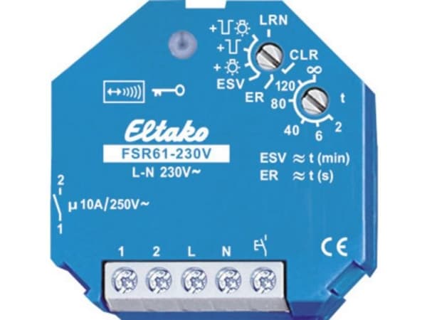 Eltako FSR61-230V, Kytkevä toimilaite, Upotuskiinnitetty, 868 MHz, IP20, Sininen, CE