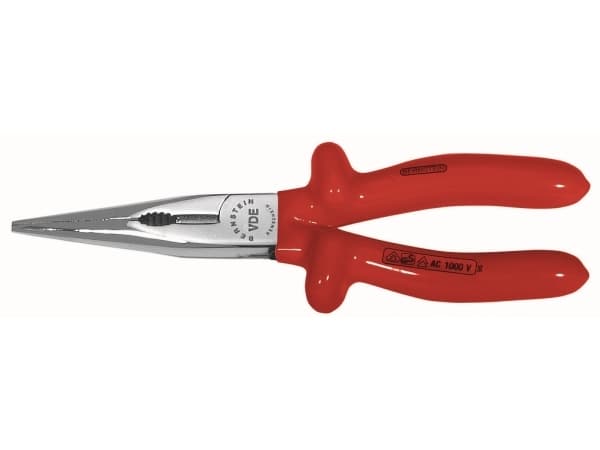 Bernstein-Werkzeugfabrik Steinrücke 13-207 VDE, Nesetang, 2,5 mm, Beskyttelse mot elektrostatisk utladning (ESD), Stål, Rød, 25 cm