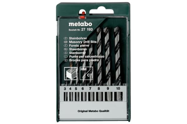Metabo 627193000, Rotasjons hammer, For murverk, Murstein, Stein, Murverk, 3 / 4 / 5 / 6 / 7 / 8 / 9 / 10 mm, 8 stykker