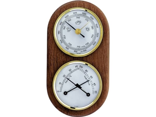 TFA-Dostmann 20.1051, Elektronisk miljøtermometer, Innendørs, Analog, Brun, Hvit, Tre, Vegg