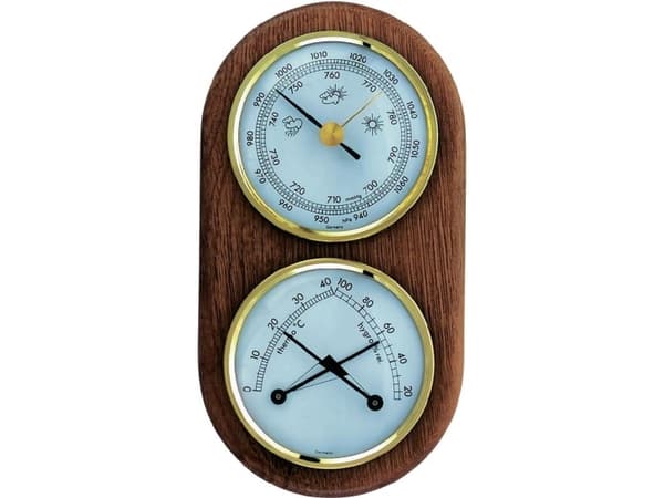 TFA-Dostmann 20.1051, Elektronisk miljøtermometer, Innendørs, Analog, Brun, Hvit, Tre, Vegg