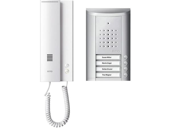 Ritto by Schneider dørtelefonsystem kablet komplett sett 1841420 4 familiehus sølv (1841420)