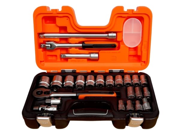 Bahco Pipenøkkelsett 1/2”, metrisk, Støpselsett, 1/2", Metrisk, 18 hoder, 10,11,12,13,14,15,16,17,18,19,20,21,22,23,24,27,30,32 mm, Stål