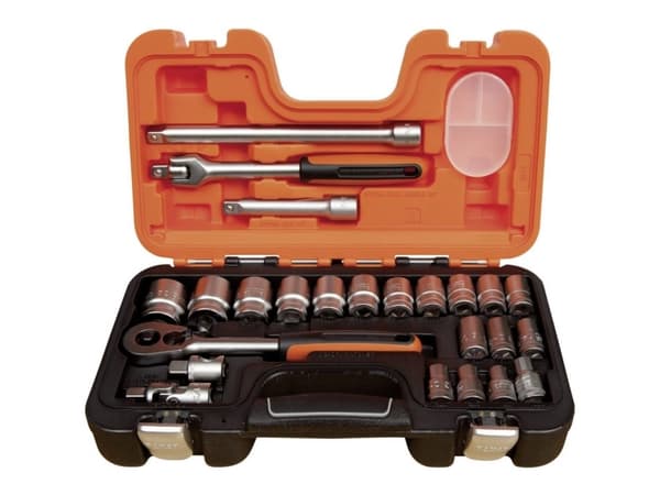 Bahco Pipenøkkelsett 1/2”, metrisk, Støpselsett, 1/2", Metrisk, 18 hoder, 10,11,12,13,14,15,16,17,18,19,20,21,22,23,24,27,30,32 mm, Stål