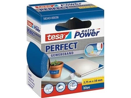 Tesa extra Power Perfect - Tekstiltape - 38 mm x 2.75 m - blå