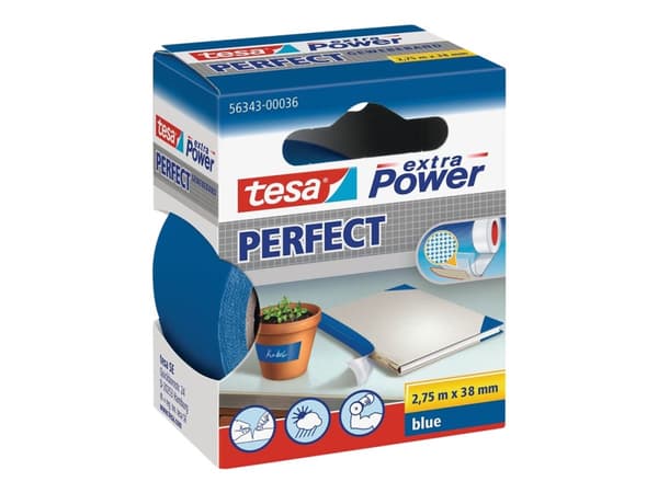 Tesa extra Power Perfect - Tekstiltape - 38 mm x 2.75 m - blå
