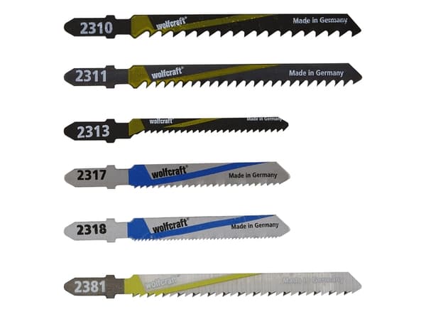 wolfcraft GmbH 2358000, Figursågblad, Gjuten aluminium, Spånskiva, Laminat, MDF, Icke-järnmetaller, Plast, Plywood, Mjuka träslag,..., Stål med hög k