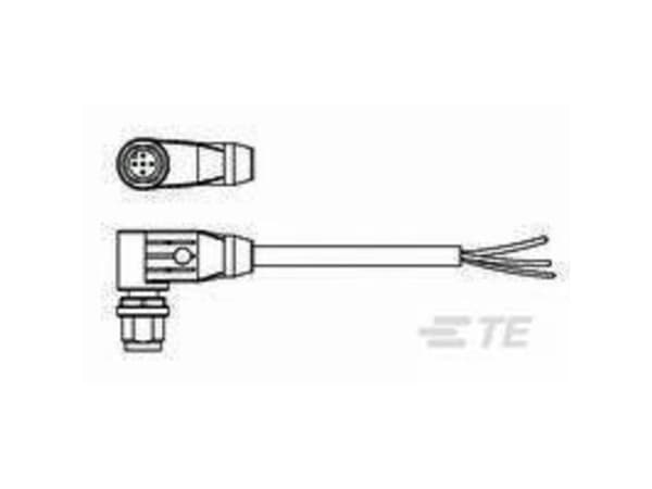 TE Connectivity 1-2273096-3, M12, Musta, Uros, Kulmikas, PVC-muovi