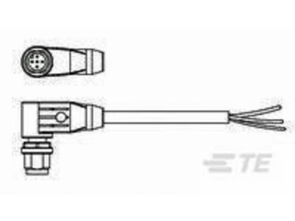 TE Connectivity 1-2273096-3, M12, Musta, Uros, Kulmikas, PVC-muovi