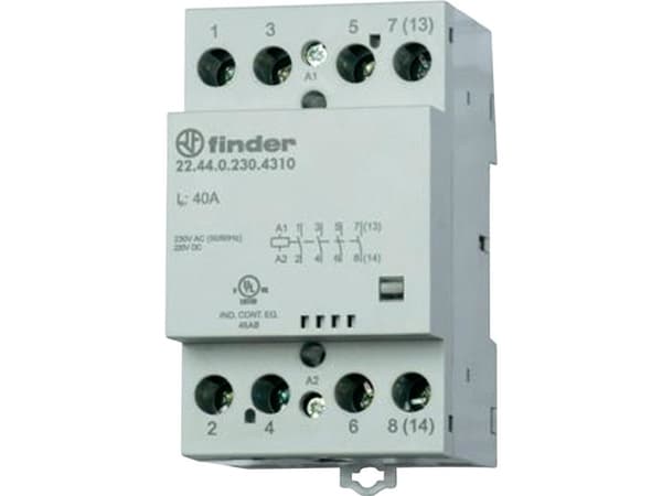 Finder 22.44.0.230.4310, Grå, 40 A, CE, 50 - 60 hz, -5 - 55 ° C
