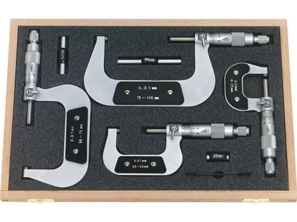 HELIOS PREISSER 0800 513 Bøjlemikrometer-sæt 0 - 100 mm Aflæsning: 0.01 mm DIN 863-1