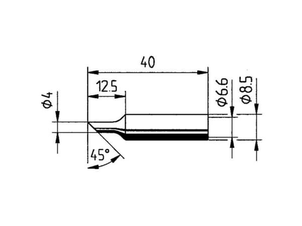 Ersa 0832NDLF Loddespids vinklet Spidsstørrelse 4 mm Indhold 1 stk