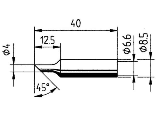 Ersa 0832NDLF Lödspets vinklad Spetsstorlek 4 mm Innehåll 1 st