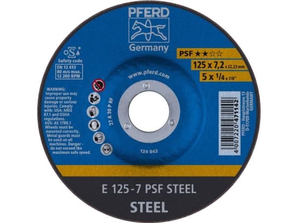 PFERD 62012634, 12,5 cm, 7,2 mm, 12200 RPM, 10 kpl