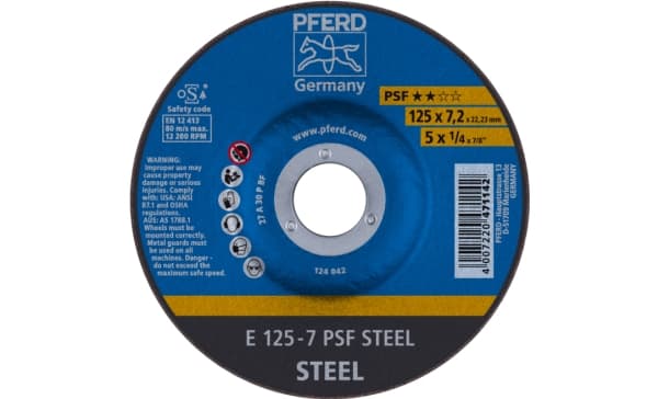 PFERD 62012634, 12,5 cm, 7,2 mm, 12200 RPM, 10 kpl
