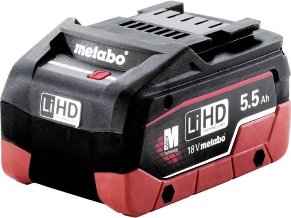 Metabo 625368000, Batteri, Lithium-ion High Density (LiHD), 5,5 Ah, 18 V, Metabo, Svart, Röd