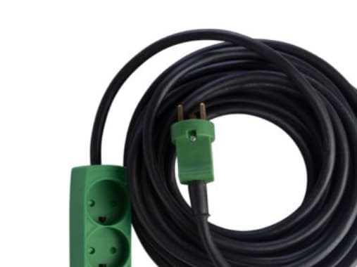 E-line Kaapelisarja DK 3G1,5 - H07RN-F, DK-pistoke/3 pistorasiaa, neopreeni, 230V/16A, 15m