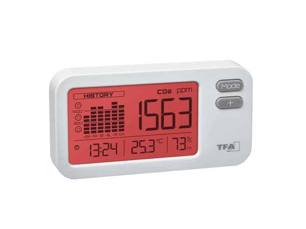 TFA-Dostmann AIRCO2NTROL COACH, Hiilimonoksidi (CO), Valkoinen, USB, 105 mm, 33 mm, 56 mm