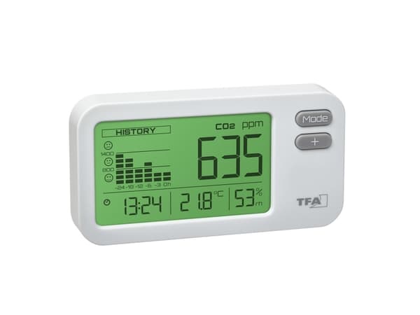 TFA-Dostmann AIRCO2NTROL COACH, Hiilimonoksidi (CO), Valkoinen, USB, 105 mm, 33 mm, 56 mm