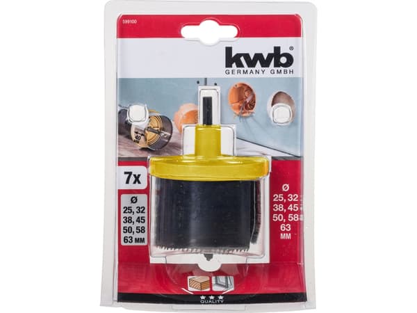 kwb 599100, Hålsåguppsättning, Borr, Plast, Trä, Rostfritt stål, 4 cm, 6,3 cm