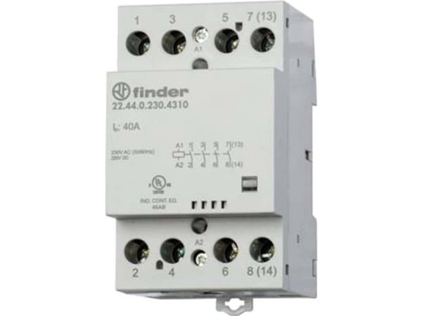 Finder 22.44.0.024.4710 Contactor 3 x brytare, 1 x brytkontakt 24 V/DC, 24 V/AC 40 A 1 st