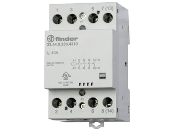 Finder 22.44.0.024.4710 Contactor 3 x brytare, 1 x brytkontakt 24 V/DC, 24 V/AC 40 A 1 st