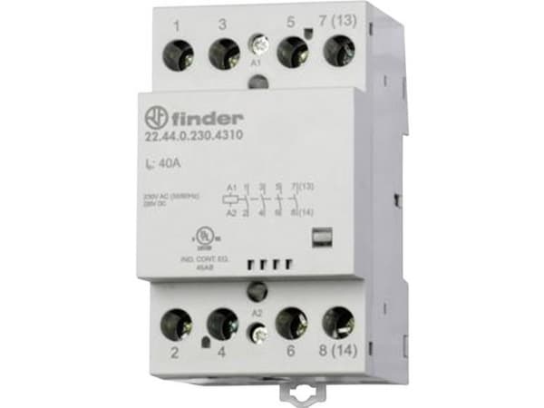 Finder 22.44.0.024.4710 Contactor 3 x brytare, 1 x brytkontakt 24 V/DC, 24 V/AC 40 A 1 st