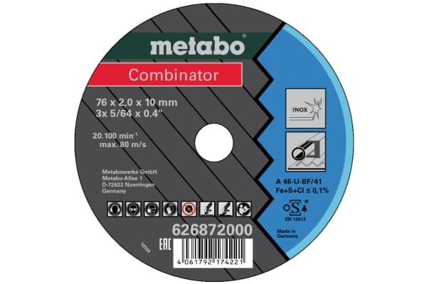 Metabo 626872000, levyleikkuri, Tasainen keskiosa, Ruostumaton teräs, Metabo, 1 cm, 7,6 cm