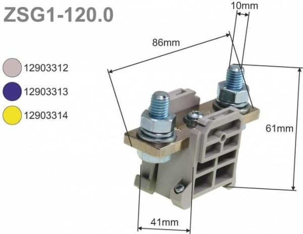 Simet 2-tråds bussanslutning 120mm2 gul ZSG1-120.0z (12903314)