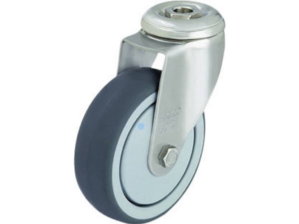 Blickle 574178 Drejeligt apparathjul af rustfrit stål med hul i bagsiden dia. 80 mm glideleje Model Drejeligt hjul - glideleje