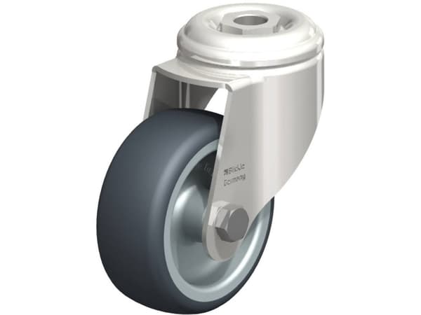 Blickle 574178 Drejeligt apparathjul af rustfrit stål med hul i bagsiden dia. 80 mm glideleje Model Drejeligt hjul - glideleje