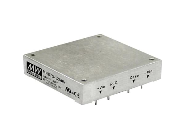 MEAN WELL MHB75-24S05, 18 - 36 V, 75 W, 5 V, 15 A, 61 mm, 57,9 mm, 61 mm, 57,9 mm