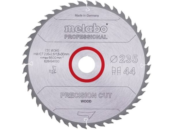 Metabo 628494000, Lastulevy, kovapuu, MDF, vaneri, 23,5 cm, 3 cm, 1,8 mm, 6600 rpm, 2,6 mm, 2,6 mm