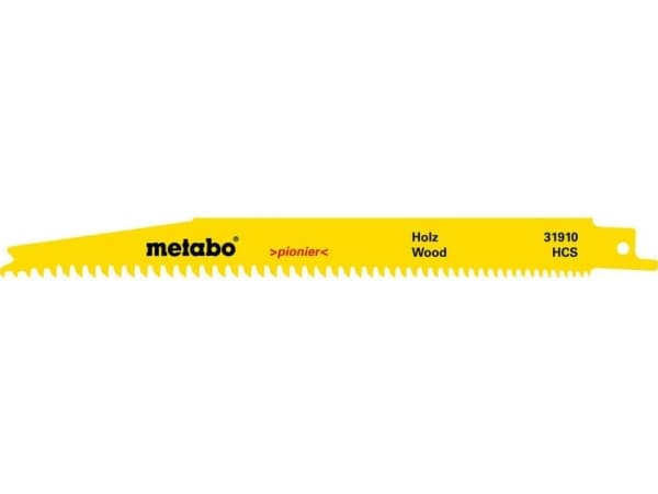 Metabo 631910000, Puukkosahanterä, Puu, Runsashiilinen teräs (HCS), Valkoinen, Keltainen, 1,25 mm, 20 cm