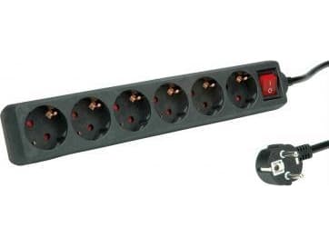 ROLINE 19.07.1074, 1,5 m, inomhus, Plast, Svart, 6 AC-utgångar, 250 V