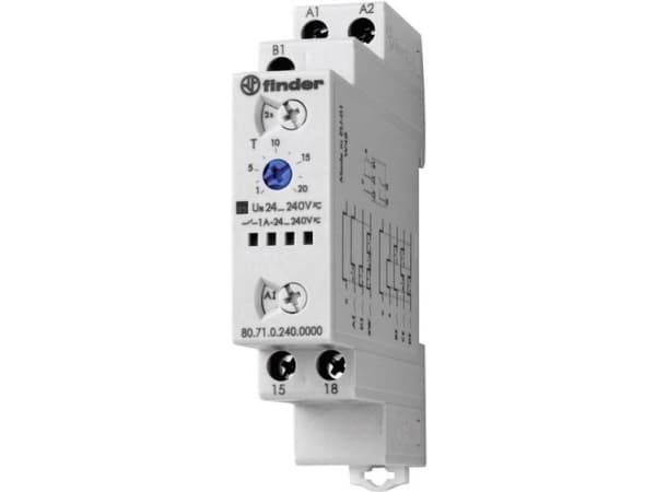 Tidsrelä 1Z 1A 24-240V AC/DC 0,1s-24h multifunktionell AI, DI, SW, BE, CE, DE