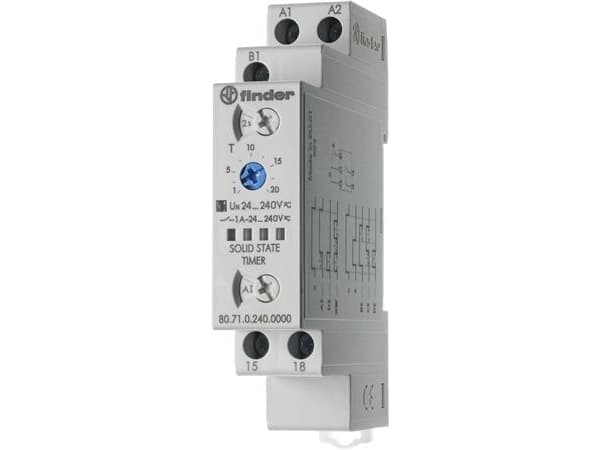 Tidsrelä 1Z 1A 24-240V AC/DC 0,1s-24h multifunktionell AI, DI, SW, BE, CE, DE