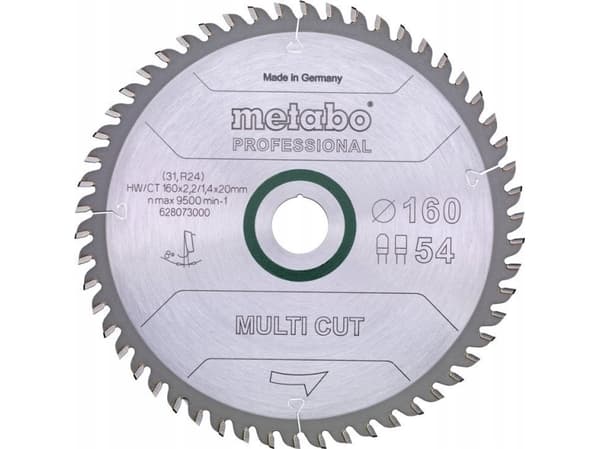 Metabo 628073000, Gjuten aluminium, brons, Spånskiva, Koppar, Hårt träslag, Laminat, MDF, Plast, 16 cm, 2 cm, Tungsten Carbide Tipped (TCT), 1,4 mm,