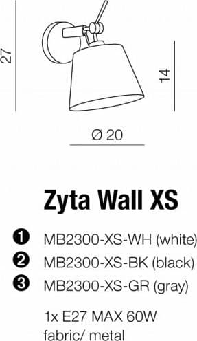 Kinkiet Gambit Zyta 1x60W (MB2300-XS-WH)