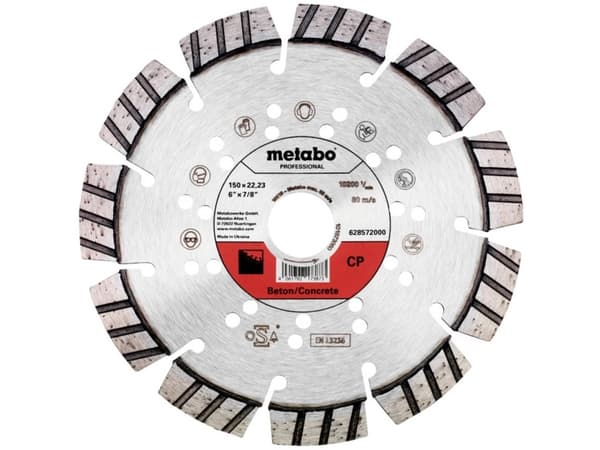 Metabo 628572000, Kunstig stein, Betong, Hård Betong, Naturstein, Sandsten, 15 cm, 2,22 cm, Polykrystallinsk diamant (PCD), 10200 RPM, 1 stykker