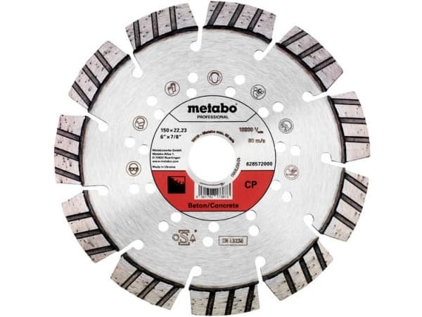Metabo 628572000, Kunstig stein, Betong, Hård Betong, Naturstein, Sandsten, 15 cm, 2,22 cm, Polykrystallinsk diamant (PCD), 10200 RPM, 1 stykker