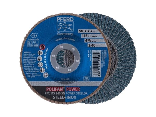 PFERD PFC 115 Z 40 SG POWER STEELOX, Metalli, 13300 RPM, 11,5 cm, 10 kpl