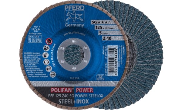 PFERD PFF 125 Z 40 SG POWER STEELOX, Metall, 12200 RPM, 12,5 cm, 10 stykker