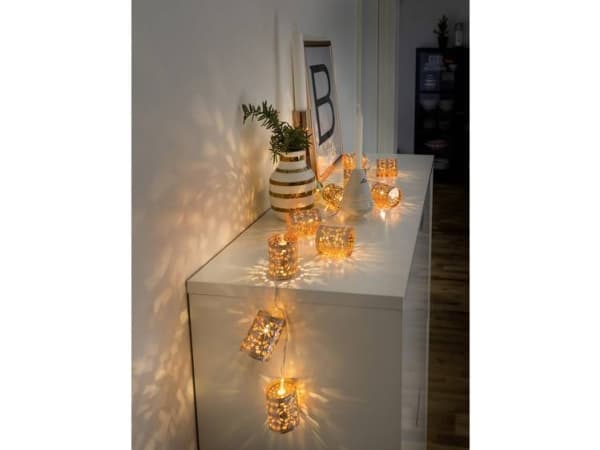 Konstsmide 3137-603 Motiv ljuskedja Cylinder Interiör Batteridrift Antal glödlampor 10 LED (RGB) Varmvit Belyst Längd: 0,9 m