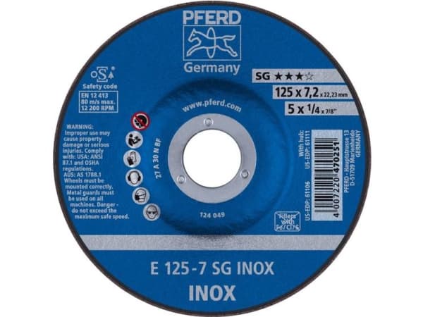 PFERD 62212623, 2,22 cm, 12,5 cm, 7,2 mm, 12200 rpm, 10 st