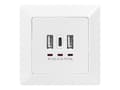 Pikkukuva 3 / 5: Digitus DA-70618, 2 x USB A + 1 x USB C, Valkoinen, Teho, 250 V, 50 Hz, 5 V