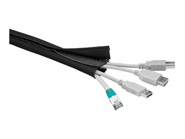 MicroConnect - Kabelhölje med hake och slingfästare - 1.8 m - svart