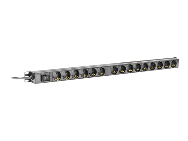DELTACO GT-8513 - Effektband (kan monteras i rack) - 4000 Watt - ingång: power CEE 7/7 - utgångskontakter: 15 - 1U - 2 m sladd - svart
